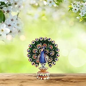 Buy Handicrafts Paradise Wooden Hand Painted Dancing Peacock Showpiece ...