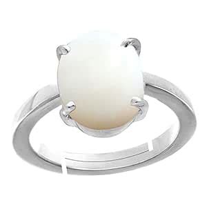 Anuj Sales 8.25 Ratti Natural Opal Silver Plated Adjustable Ring for ...