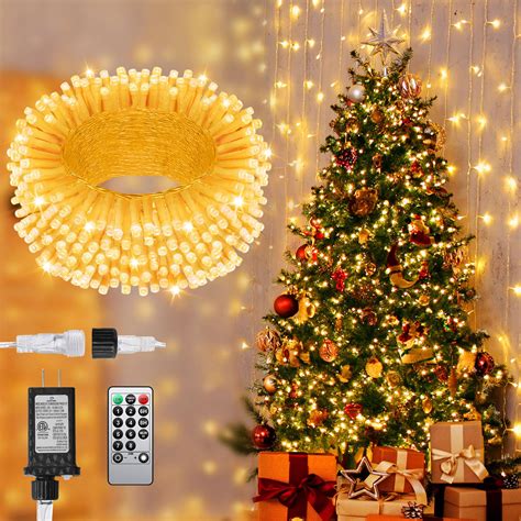 125FT 380 LED Warm Christmas Lights, Plug in Christmas String Lights ...