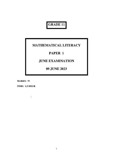 Grade 11 Maths Literacy P2 - May/June Exam Paper 2024 (75 Marks) - Studocu