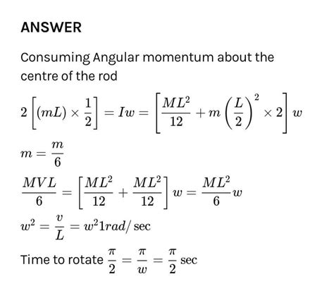 Arigid uniform rod of mass m and length l is resting on a smooth ...