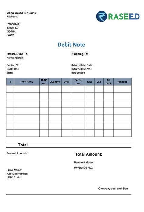 Image result for Debit note Examples