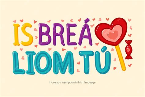 Premium Vector | Inscription i love you in irish language handdrawn in ...