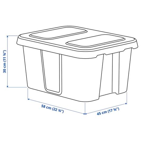 KLÄMTARE box with lid, in/outdoor, dark grey, 58x45x30 cm (22 ¾x17 ¾x11 ...