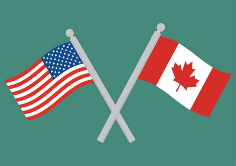 USA vs Canada. Flag of United States of America and Canada on flagpole. 40351065 Vector Art at ...