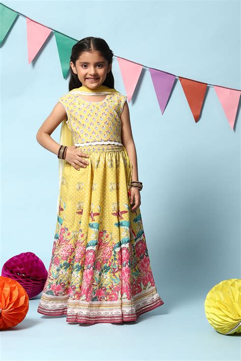 Yellow Viscose Short Top Lehenga Set