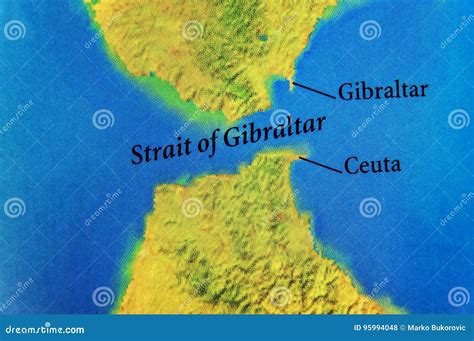 Geographic Map of European Strait of Gibraltar Stock Photo - Image of ...