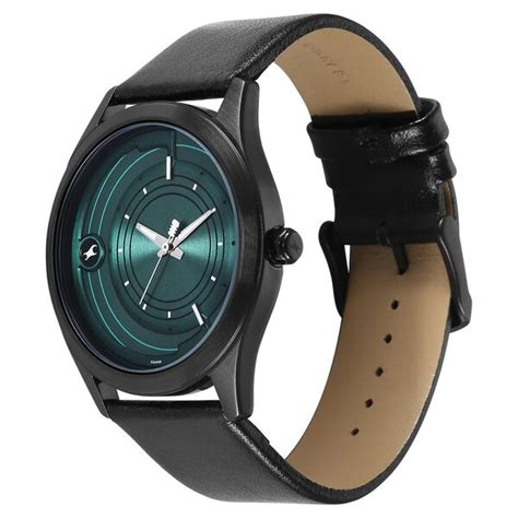 Buy Online Fastrack Groove Quartz Analog Green Dial Black Leather Strap ...