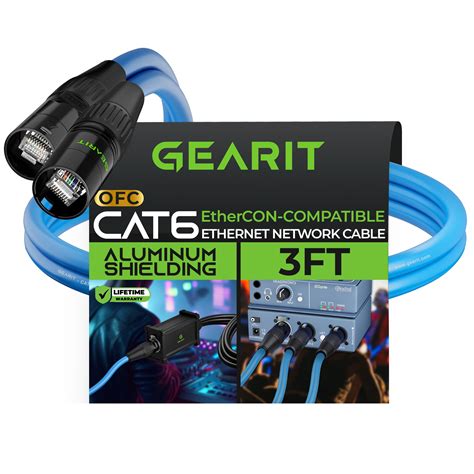 Gearit Cat6 Ethernet Cable Ethercon Compatible 100 Feet Rj45 Connectors ...