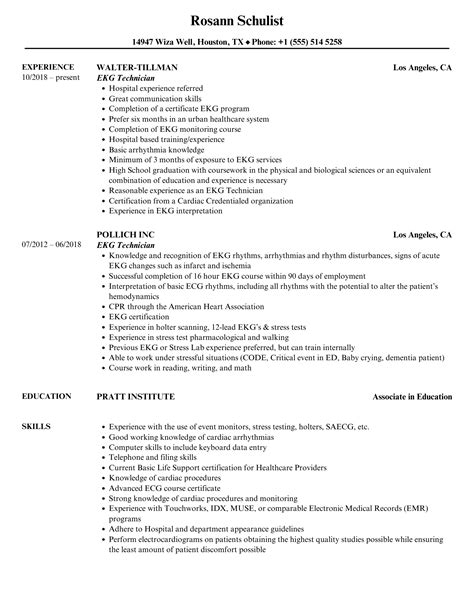 Ekg Tech Resume - meridiandoturismovenezuela