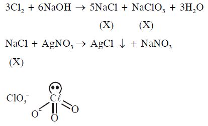 Chlorine reacts with hot and concentrated NaOH and produces compounds ...