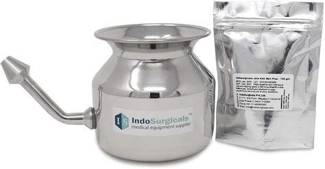 IS IndoSurgicals Neti Pot with Jala Salt Plus for Sinus Congestion (100 ...