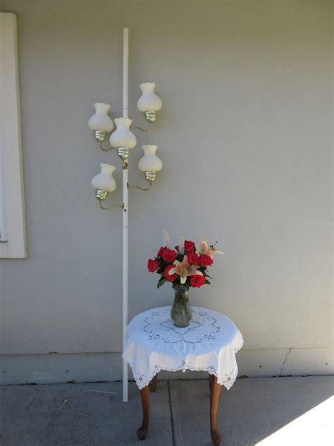 Vintage Metal Electric Floor to Ceiling Pole Lamp Light Three Way Light ...