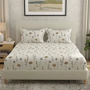 HUESLAND by Ahmedabad Cotton 144 TC Double Bedsheet Cotton with 2 ...