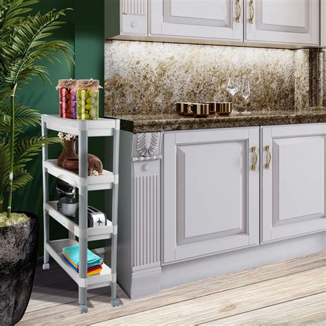 Nayasa Slim 4 Tier Trolley Multipurpose Plastic Trolley, Kitchen ...