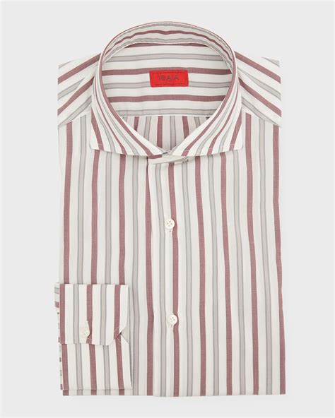 Brioni Men's Multi-Stripe Cotton Dress Shirt | Neiman Marcus