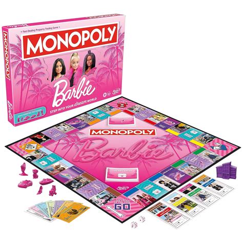 Buy Monopoly Barbie Edition 2-6 Players Fun Family Board Game for Kids ...