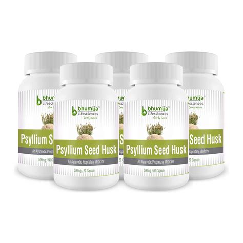 Bhumija Lifesciences Psyllium Husk Capsules (Isabgol) Pack of 5, 60 ...