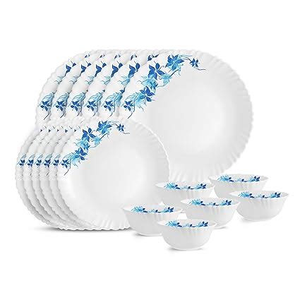 Cello Opalware Dazzle Series Blue Swirl 18-Piece Dinner Set Serving for ...