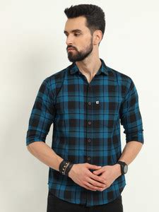 ALLWIN PAUL Men Checkered Casual Dark Blue Shirt - Buy ALLWIN PAUL Men ...