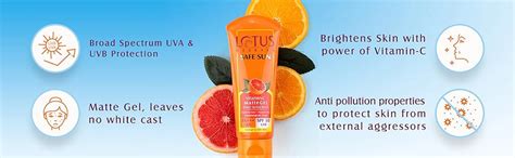 Lotus Herbals Safe Sun Vitamin-C Matte Gel SPF 50 PA+++ Sunscreen, 75 ...