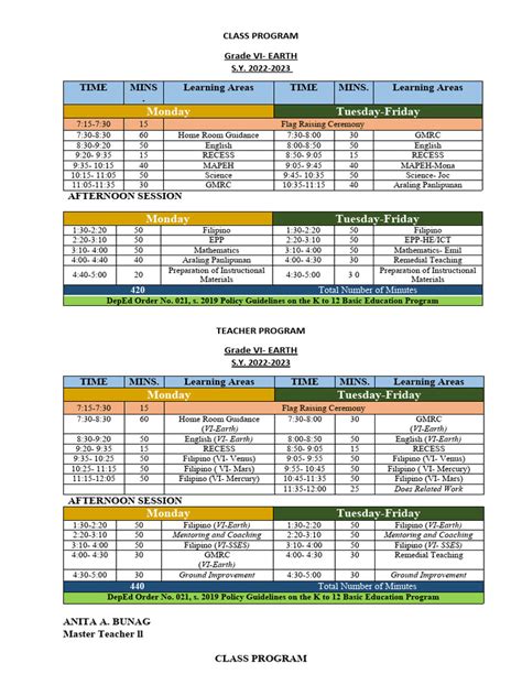 Image result for Sample Class Program for New Normal Grade 6