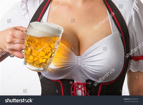 Girl Big Boobs Holding Beer Mug Stock Photo (Edit Now) 287285375