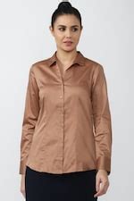 Buy Women Brown Solid Long Sleeves Formal Shirt Online - 740039 | Van ...