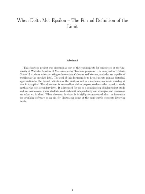 The Delta-Epsilon Method For Proof in Mathematics | PDF | Infinity | Ratio