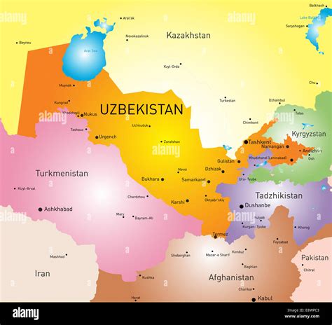 Uzbekistan Map Vector Stock Photos & Uzbekistan Map Vector Stock Images - Alamy