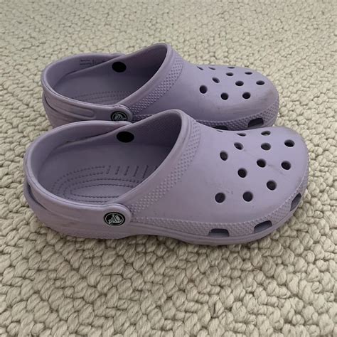 Light purple crocs in size 7 (women's). Note slight... - Depop
