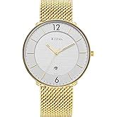 Titan Minimals Quartz Analog with Date White Dial Black Stainless Steel ...