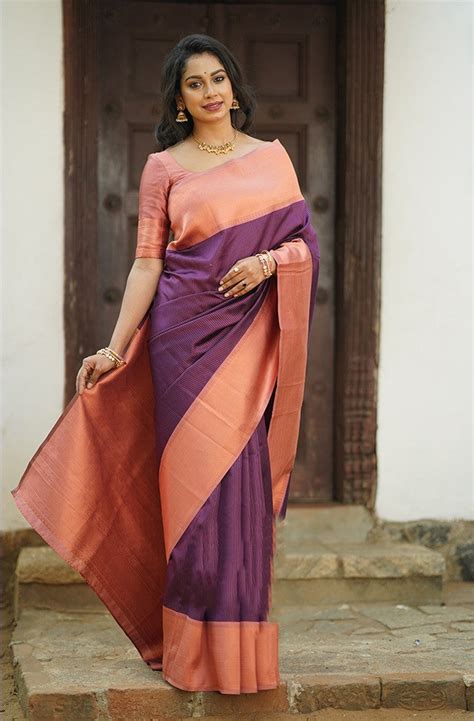 Brood Purple Soft Silk Saree With Wonderful Blouse Piece - C