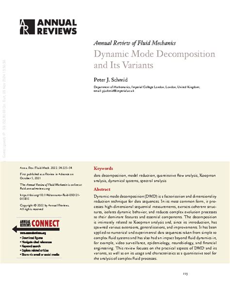 Dynamic Mode Decomposition and Variants: Annu. Rev. Fluid Mech. 2022 ...