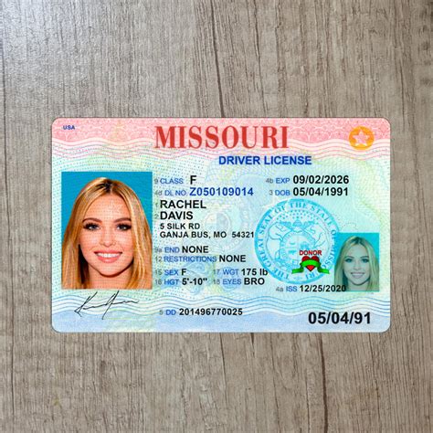 Missouri Driver License Template PSD - Realistic Editable ID for ...