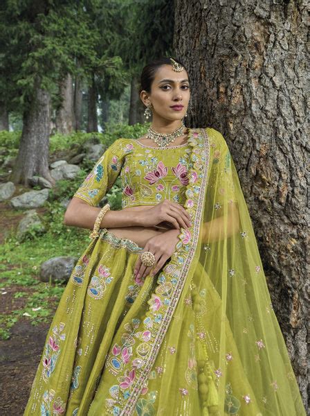 Traditional Lemon Circular Lehenga Set with Embroidery, Patchwork, and ...