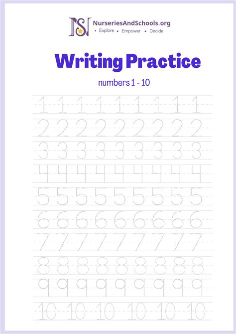 Numbers Writing Practice - Free Worksheet | UK