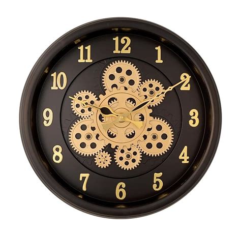Buy De'rons Rotating Moving Gears Wall Clock Industrial Steampunk Real ...