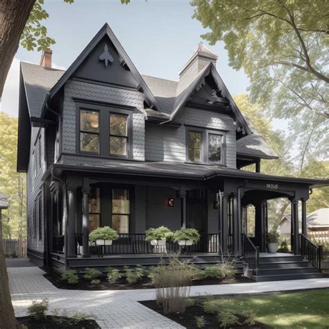 12+ Grey House with Black Trim Inspirations for a Striking Facade