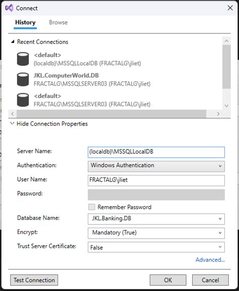 How to Connect to LocalDB SQL Server 的图像结果