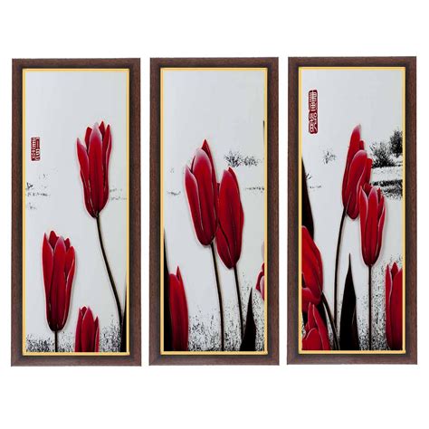 Wens 'Blooming Flower' Painting (MDF, 18 cm x 43 cm, Multicolour ...