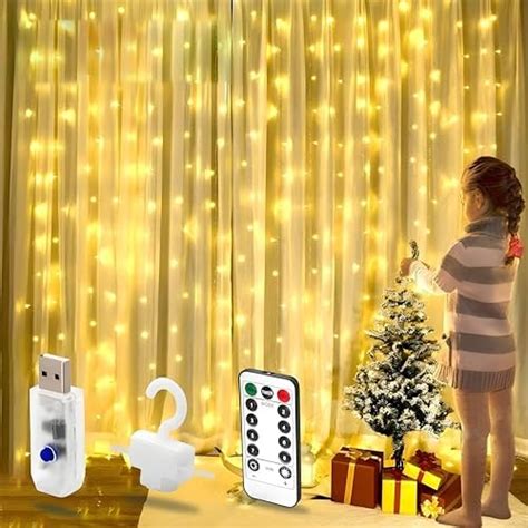 Buy XERGY Window Curtain String Light Resin 300 LED 8 Lighting Modes ...