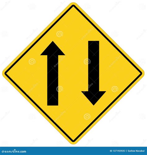 Two Way Traffic Ahead Sign on White Background. Flat Style. Two Way ...