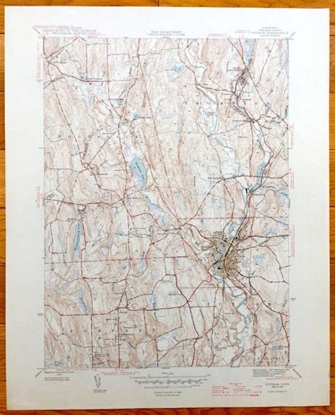 Antique Putnam, Connecticut 1945 US Geological Survey Topographic Map ...