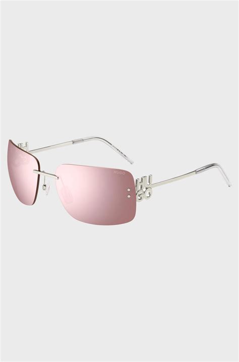 HUGO - Pink-lens sunglasses with stacked-logo temples