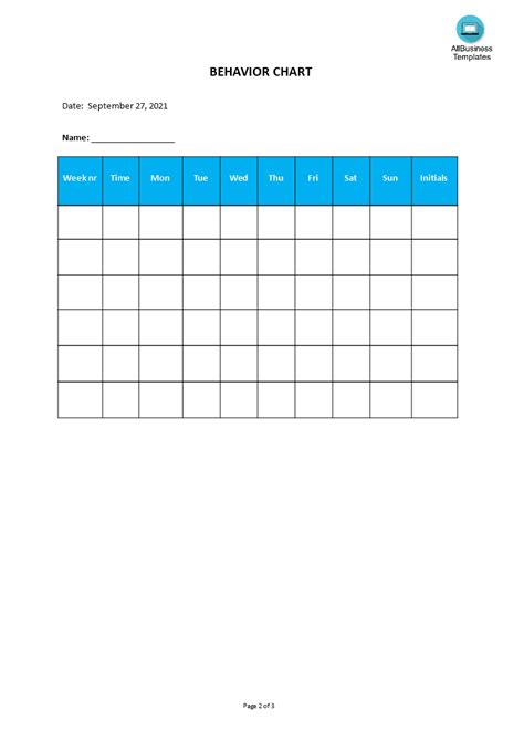 Image result for Weekly Behavior Chart Printable