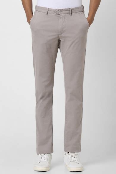 Buy Men Grey Solid Slim Fit Trousers Online - 39734926 | Van Heusen