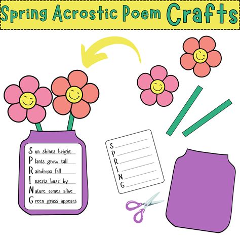 Spring Flower Craft, Acrostic Poems, Spring Poems Writing Activity ...