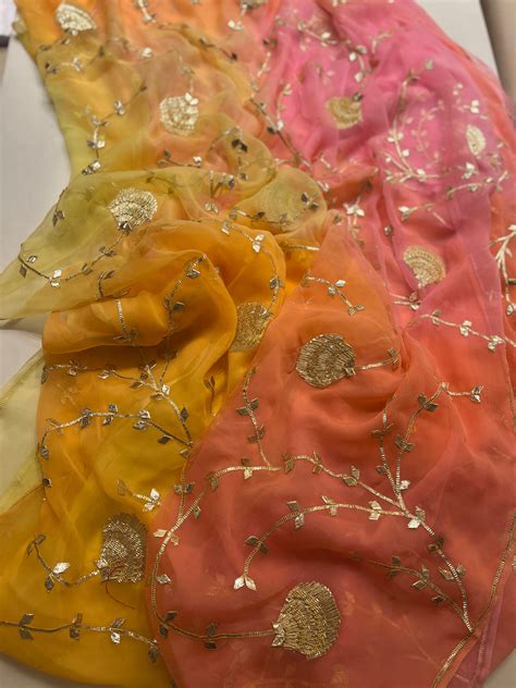 Samundari shades of sunset chiffon saree – Ranas Vogue