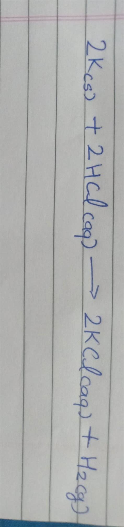 Potassium + hydrochloric acid word equation with physical states ...